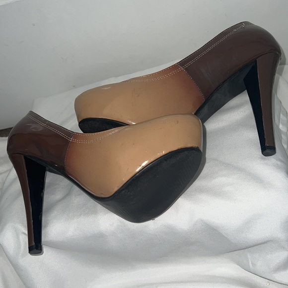 Two toned platform heels, nude and brown - Picture 3 of 8